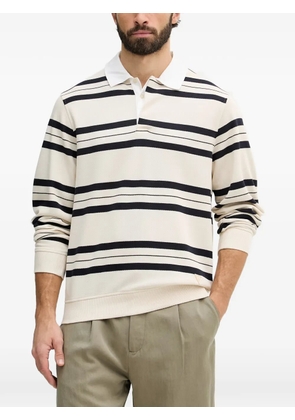 GUESS USA striped long-sleeve polo-collar sweater - Neutrals