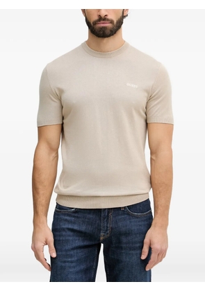GUESS USA logo-embroidered short-sleeve sweater - Neutrals
