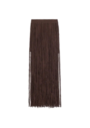 Alysi fringed woven-waistband maxi skirt - Brown