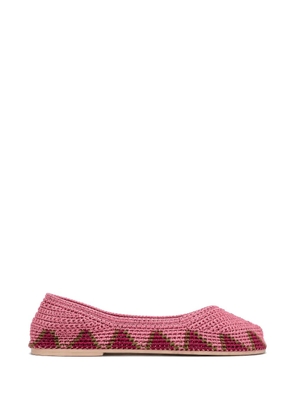 SLO_HAND_MADE geometric-pattern crochet ballet flats - Pink