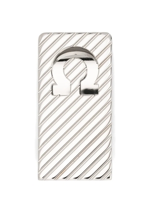 Ferragamo Gancini-logo striped tie clip - Silver