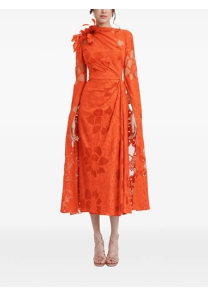 Gemy Maalouf floral-lace draped dress - Orange