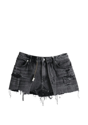 Alexander Wang distressed-effect denim shorts - Grey