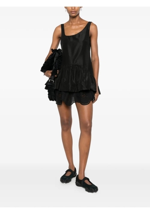 Simone Rocha asymmetric-neck ruffled top - Black