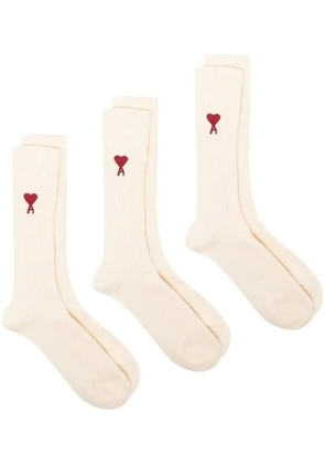 AMI Paris Ami de Coeur intarsia-knit socks (pack of three) - Neutrals