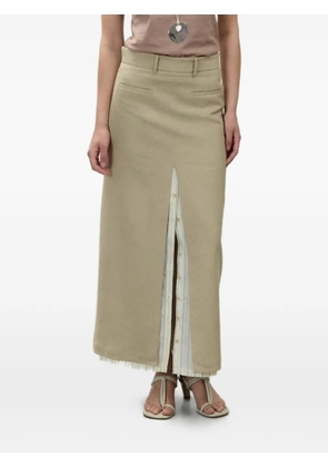 Alysi layered front-slit maxi skirt - Green