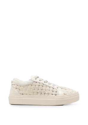 SERGIO MORETTI FIRENZE woven-panel leather sneakers - Neutrals