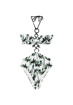 Água de Coco palm-print swimsuit - White
