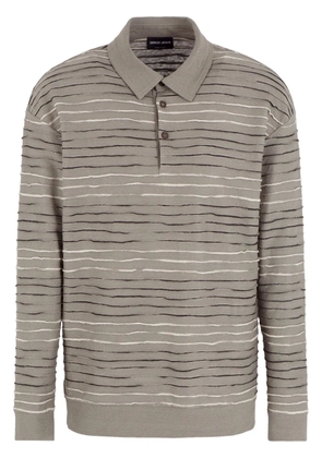 Giorgio Armani striped linen-blend polo shirt - Neutrals