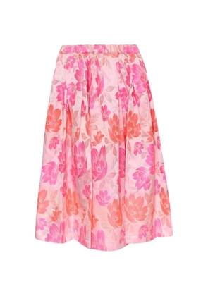 Comme Des Garçons Comme Des Garçons floral-print pleated midi skirt - Pink