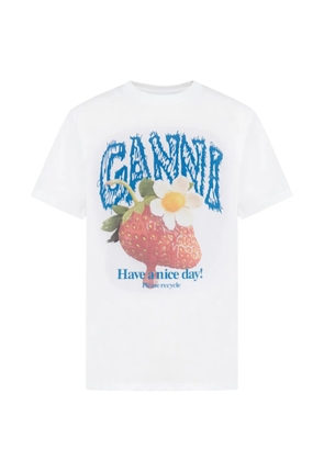 GANNI strawberry-print T-shirt - White