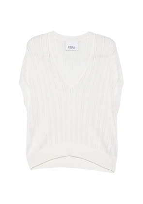 Erika Cavallini pointelle-knit V-neck vest - White