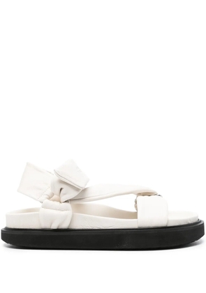 ISABEL MARANT Naori debossed-logo leather sandals - White