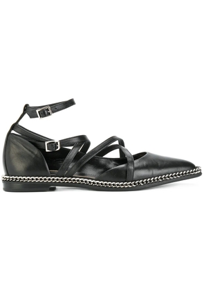 Lanvin chain-trimmed Laced ballet flats - Black