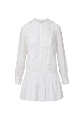 Veronica Beard Marguerite Eyelet pleated mini dress - White