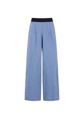 Maria Calderara crinkled-finish wide-leg trousers - Blue