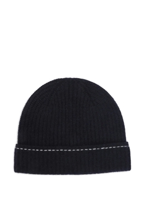 Kiton ribbed-knit contrast-stitch beanie hat - Blue