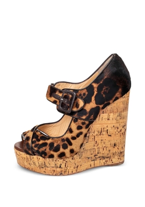 Christian Louboutin Pre-Owned Melides leopard-print wedge sandals - Brown