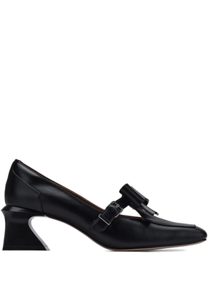 SHUSHU/TONG bow buckle leather pumps - Black