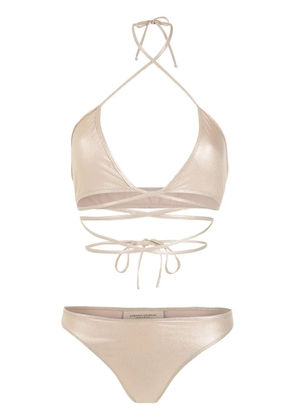 Adriana Degreas tie-fastening metallic bikini set - Gold