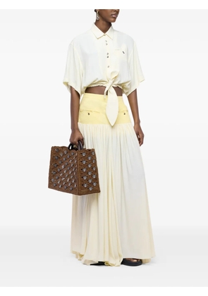 Rabanne crêpe de chine panelled maxi skirt - Yellow