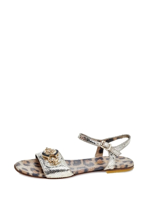 Roberto Cavalli Vintage logo-motif leather sandals - Gold