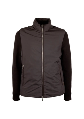 Moorer panelled zip-up jacket - Brown