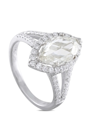 LB Exclusive marquise-cut diamond halo ring - Silver