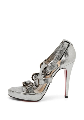 Christian Louboutin Pre-Owned buckle-strap platform sandals - Silver