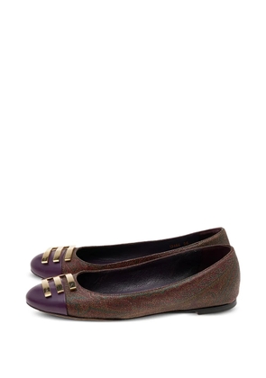 Etro Pre-Owned Paisley-print leather-cap ballet flats - Brown
