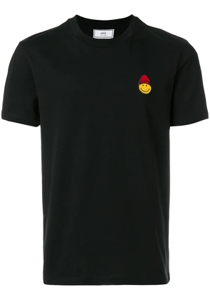 AMI Paris crew neck T-Shirt Smiley Patch - Black