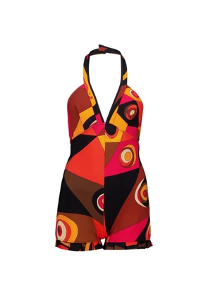 PUCCI Occhi-print pleated-trim playsuit - Red
