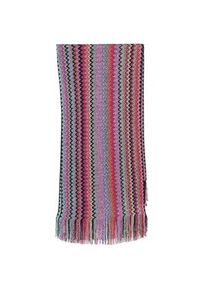 Missoni zigzag-knit fringed scarf - Pink