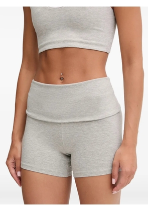Casall fold-over-waistband logo-embroidered shorts - Grey