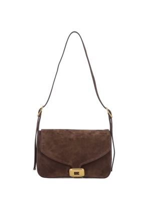Balenciaga medium Clicca suede logo-plaque shoulder bag - Brown