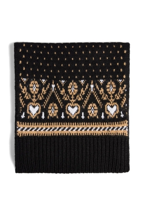 KHAITE Lucrene scarf in black and camel multi