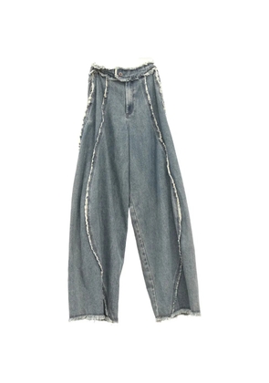 YANGKEHAN frayed-edge panelled jeans - Blue