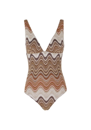 MC2 Saint Barth Mavi Rachel chevron swimsuit - Brown