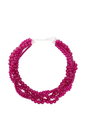 Completedworks fuchsia chalcedony beaded necklace - Silver