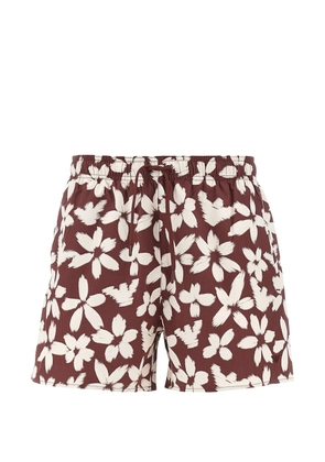 Emporio Armani floral-print drawstring swim shorts - Red