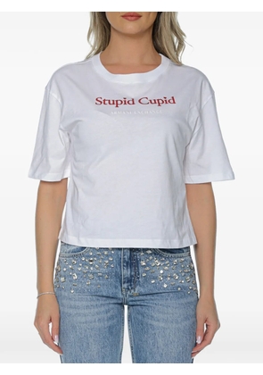 Armani Exchange slogan-print cropped T-shirt - White
