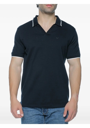 Emporio Armani logo-embroidered tipped polo-collar T-shirt - Black