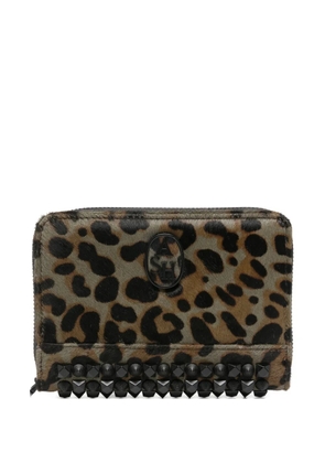 Ash leopard-print stud-embellished wallet - Neutrals