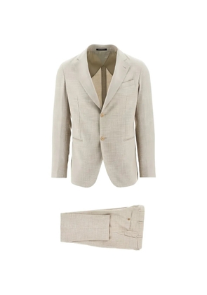 Emporio Armani single-breasted slub-texture suit - Neutrals