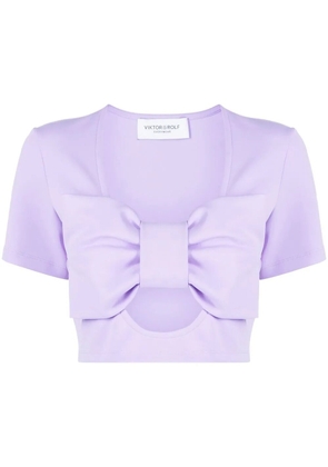 Viktor & Rolf bow embellished cut-out cotton top - Purple