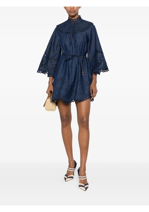 ZIMMERMANN broderie-anglaise belted dress - Blue