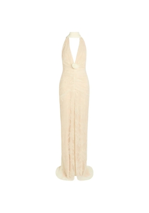 De La Vali Amora lace floral-applique maxi dress - White