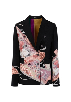 IBRIGU floral-print double-breasted blazer - Black