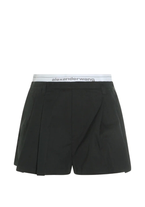 Alexander Wang logo-waistband pleated shorts - Black