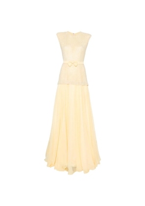 SILK LOVE & LACE Mabel bow-detail maxi dress - Yellow